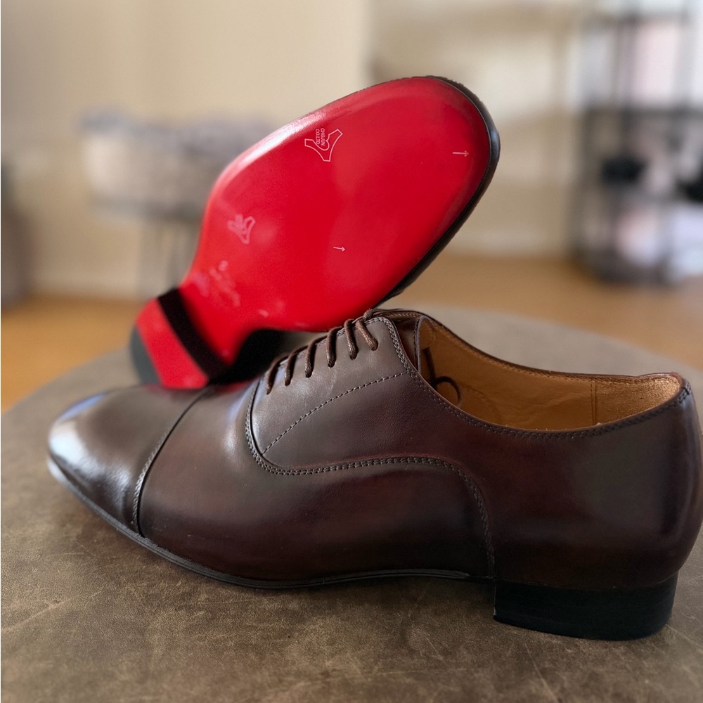 Christian Louboutin Brown Leather Oxfords with Red Sole